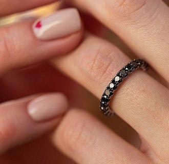 Золотое кольцо с черными бриллиантами кб0489gl №5