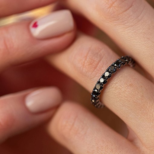 Золотое кольцо с черными бриллиантами кб0489gl 5