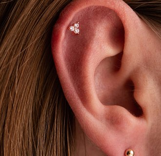 Одиночна золота сережка для хелікса (фіаніти) 1716ч №2