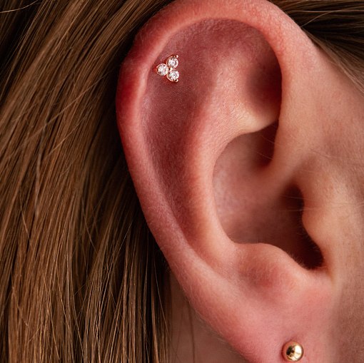 Одиночная золотая серьга для хеликса (фианиты) 1716ч 2