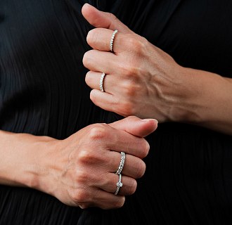 Золота каблучка з діамантами кб0640lg №7