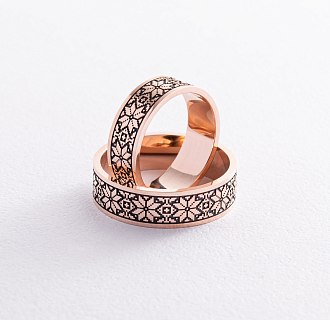 Золотое кольцо "Вышиванка" с чернением 28642400 №3