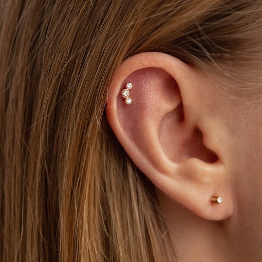 Одиночна золота сережка для хелікса (фіаніти) з40069ч