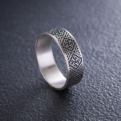 Серебряное кольцо "Вышиванка - сварга" 1115