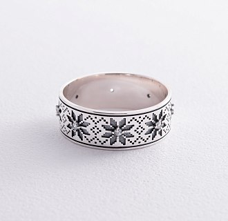 Серебряное кольцо "Вышиванка" (фианиты) 1113 №5