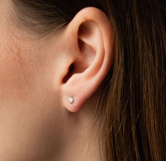 Золотые серьги - пусеты с бриллиантами сб0645у №4