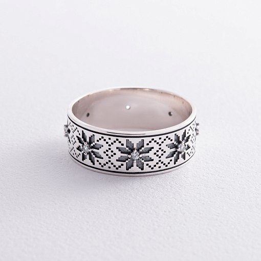 Серебряное кольцо "Вышиванка" (фианиты) 1113 5