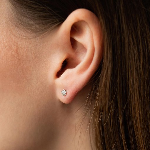 Золотые серьги - пусеты с бриллиантами сб0645у 4