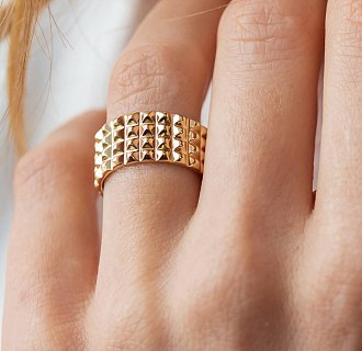 Широкое кольцо "Бьянка" в желтом золоте к07358 №14