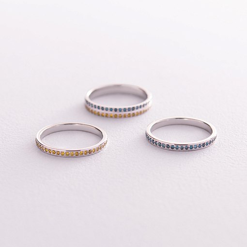 Золотое кольцо с голубыми бриллиантами 226991121 10