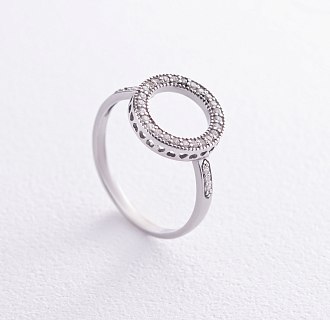 Серебряное кольцо "Круг с сердечками" (фианиты) 3956