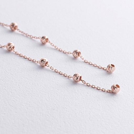 Сережки - протяжки з кульками (червоне золото) с09047 4