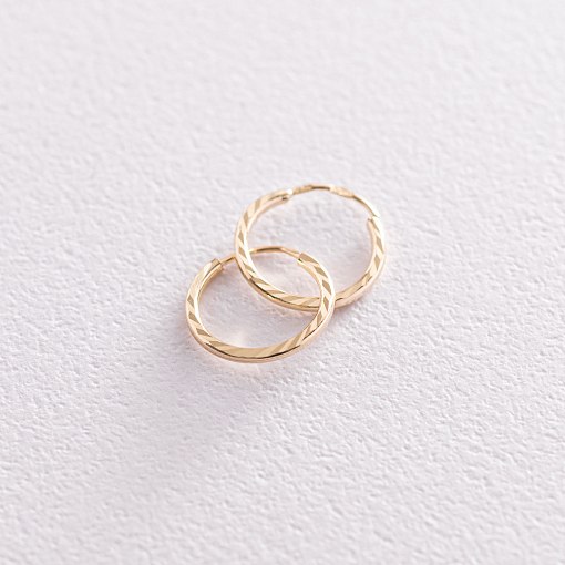 Серьги - кольца в желтом золоте (1.2 см) с07139