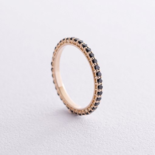 Золотое кольцо с дорожкой черных бриллиантов 229863122