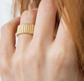 Широкое кольцо "Энид" в желтом золоте к07359 №12