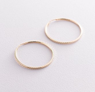 Сережки - кільця в жовтому золоті (3.4 см) с07187 №3