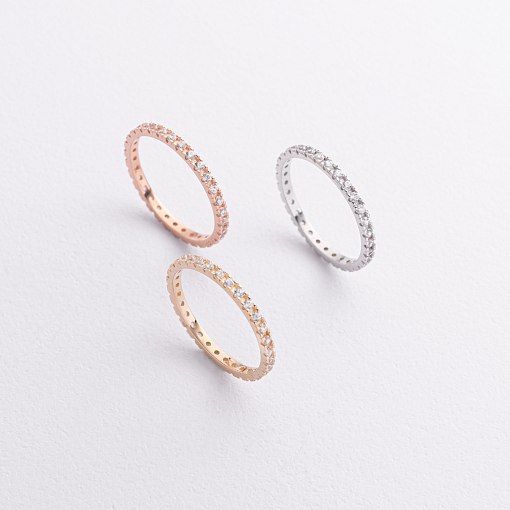 Каблучка з доріжкою каменів в білому золоті к08276 7