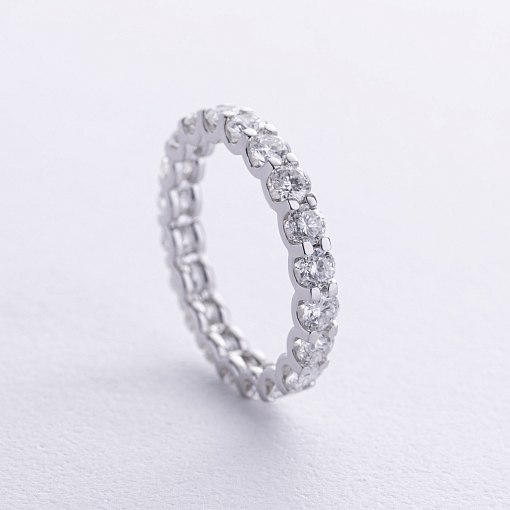 Кольцо с дорожкой бриллиантов (белое золото) 222001121