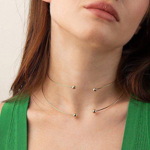 Колье - чокер "Demi" (желтое золото) с шариками кол02614 4