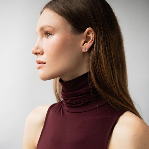 Золотые серьги - пусеты с бриллиантами сб0333di 2