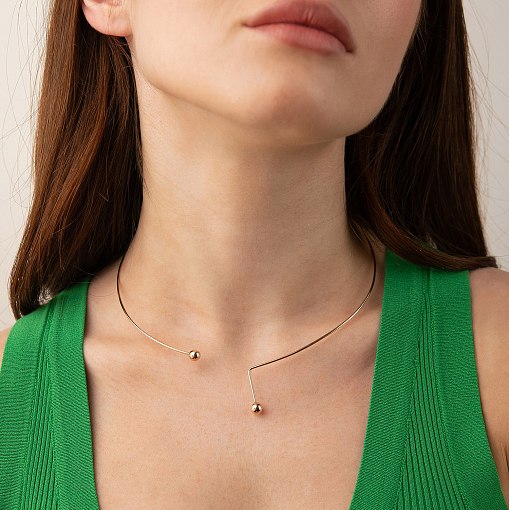 Колье - чокер "Ariana" (красное золото) с шариками кол02603 2