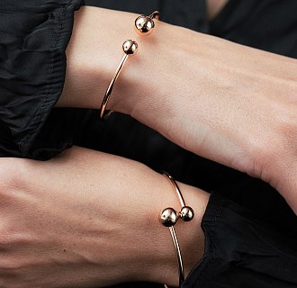 Жесткий браслет "Шарики" в красном золоте б05535 №2