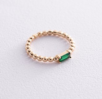 Золотое кольцо "Аннабель" с зеленым фианитом к07183 №3