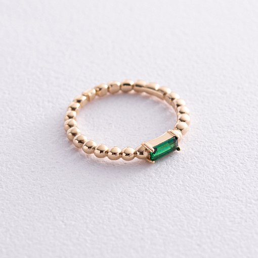 Золотое кольцо "Аннабель" с зеленым фианитом к07183 5