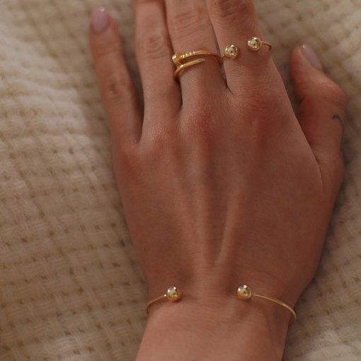 Жесткий браслет "Шарики" (желтое золото) б05475 15