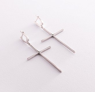 Серебряные серьги "Кресты" с белыми фианитами 3610 №2