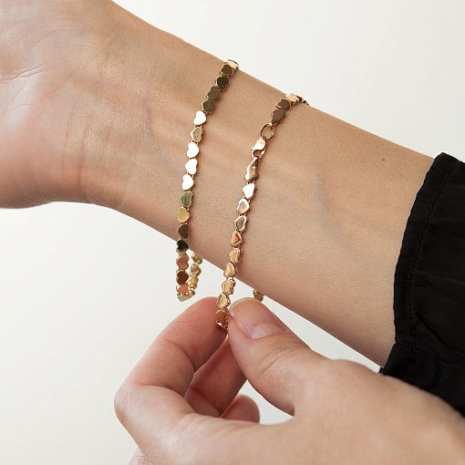 Браслет "Сердечки" в красном золоте б05782 2