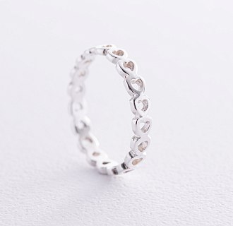 Серебряное кольцо "Сердечки" 112698