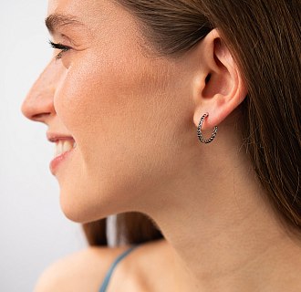 Золотые серьги - пусеты "Kelly" (черные фианиты) с09567 №4