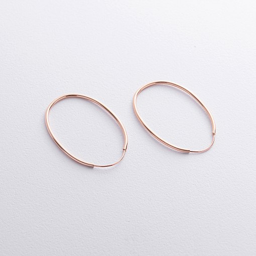 Овальні сережки в червоному золоті с08858 2