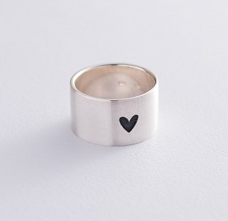 Серебряное кольцо с гравировкой "Сердце" 112143сер №15