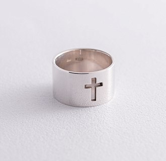 Серебряное кольцо "Крест" 112240 №5