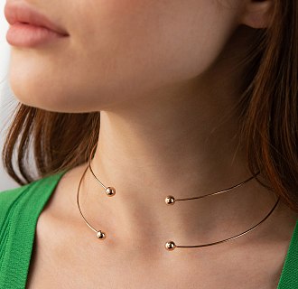 Колье - чокер "Demi" (красное золото) с шариками кол02602 №6