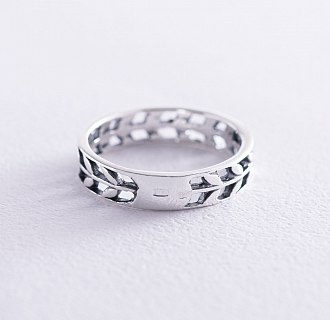 Серебряное кольцо "Колосок" с чернением 112549 №2