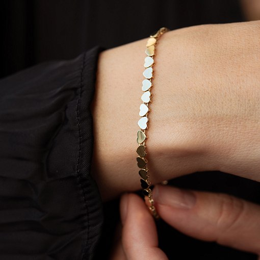 Браслет "Сердечки" в желтом золоте б05783 6