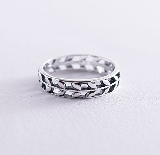 Серебряное кольцо "Колосок" с чернением 112549