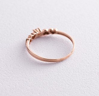 Золотое кольцо "Сердца" с фианитом к04993 №2