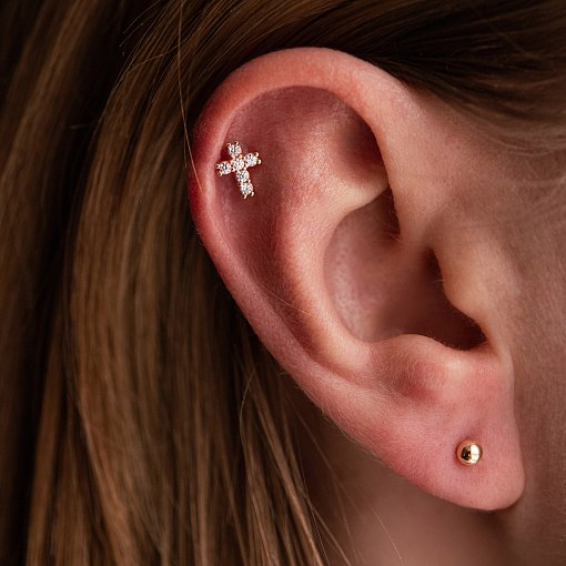 Одиночна золота сережка для хелікса 