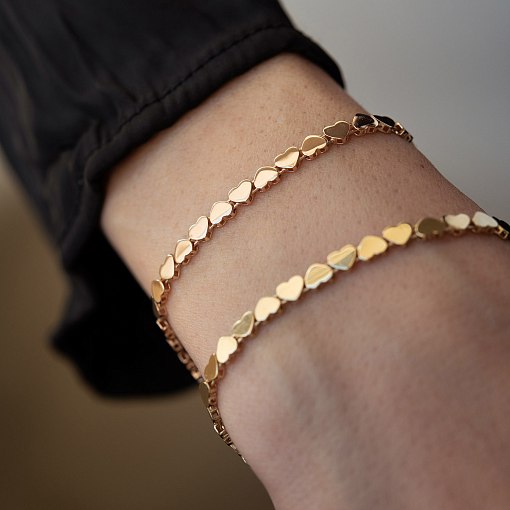 Браслет "Сердечки" в красном золоте б05782 4