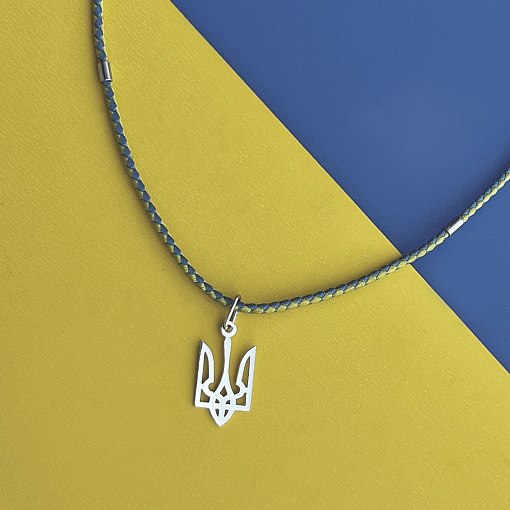 Серебряное колье "Герб Украины - Тризуб на шнурке" 990 2