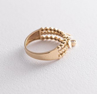 Кольцо "Сердечки" в желтом золоте (фианит) к06471 №4