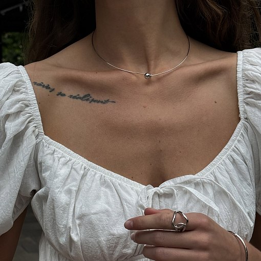 Колье - чокер "Adele" (белое золото) с шариком кол02550 6