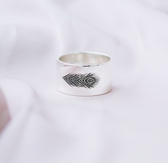 Серебряное кольцо с гравировкой "Перышко" 112143пер №5