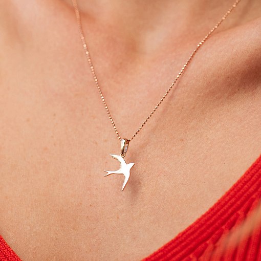 Подвеска ласточка в красном золоте п03022 3