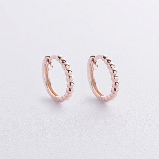 Сережки - кільця в червоному золоті (кульки) с09043