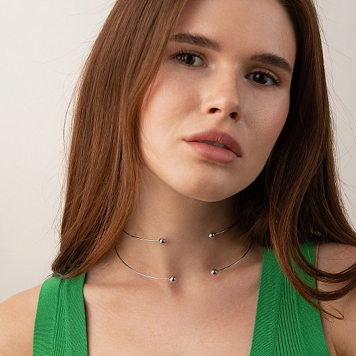 Колье - чокер "Demi" (белое золото) с шариками кол02617 2